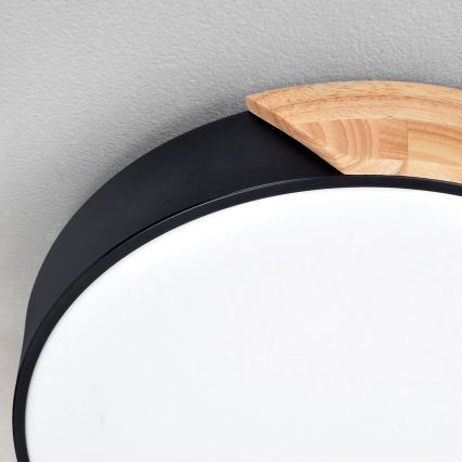 Brilagi - LED dimbare plafondlamp PILANA LED/60W/230V eiken/zwart Ø 58,5 cm + afstandsbediening