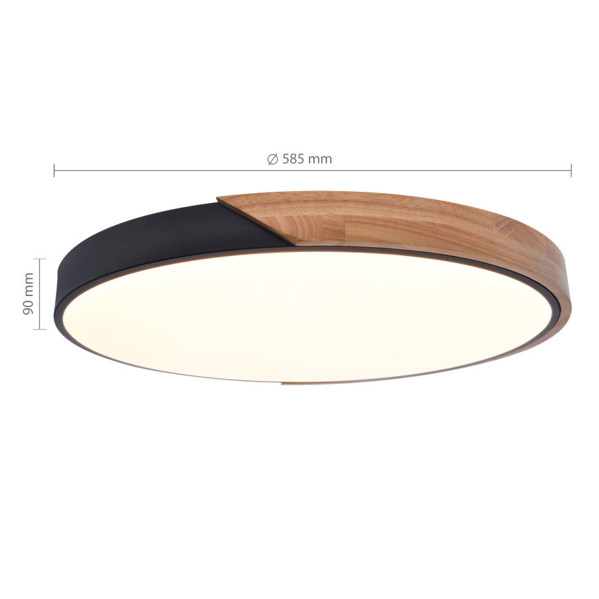 Brilagi - LED dimbare plafondlamp PILANA LED/60W/230V eiken/zwart Ø 58,5 cm + afstandsbediening