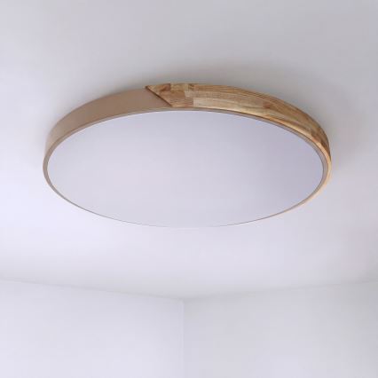BRILAGI - LED dimbare plafondlamp PILANA LED/72W/230V 3000-6500K eiken/beige Ø 80 cm + afstandsbediening