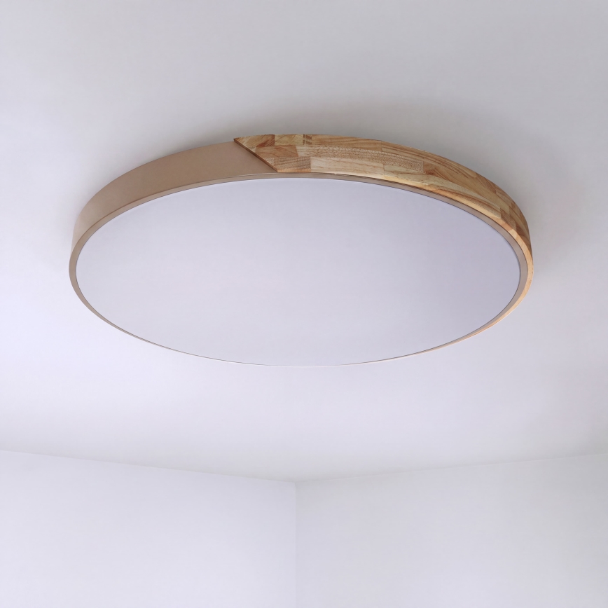 BRILAGI - LED dimbare plafondlamp PILANA LED/72W/230V 3000-6500K eiken/beige Ø 80 cm + afstandsbediening