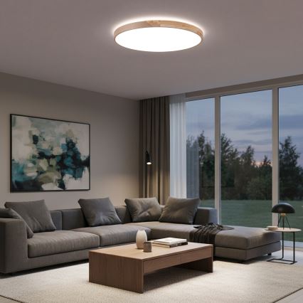 BRILAGI - LED dimbare plafondlamp PILANA LED/72W/230V 3000-6500K eiken/beige Ø 80 cm + afstandsbediening
