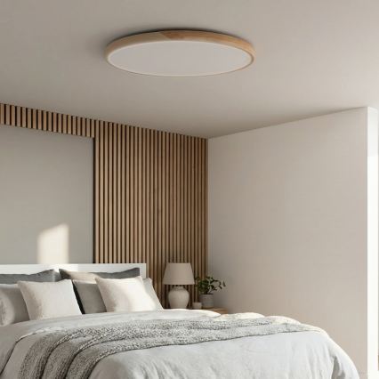 BRILAGI - LED dimbare plafondlamp PILANA LED/72W/230V 3000-6500K eiken/beige Ø 80 cm + afstandsbediening