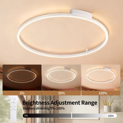 Brilagi - Dimbare LED-plafondlamp PORTOFINO LED/60W/230V 3000-6000K Ø 80 cm wit + afstandsbediening