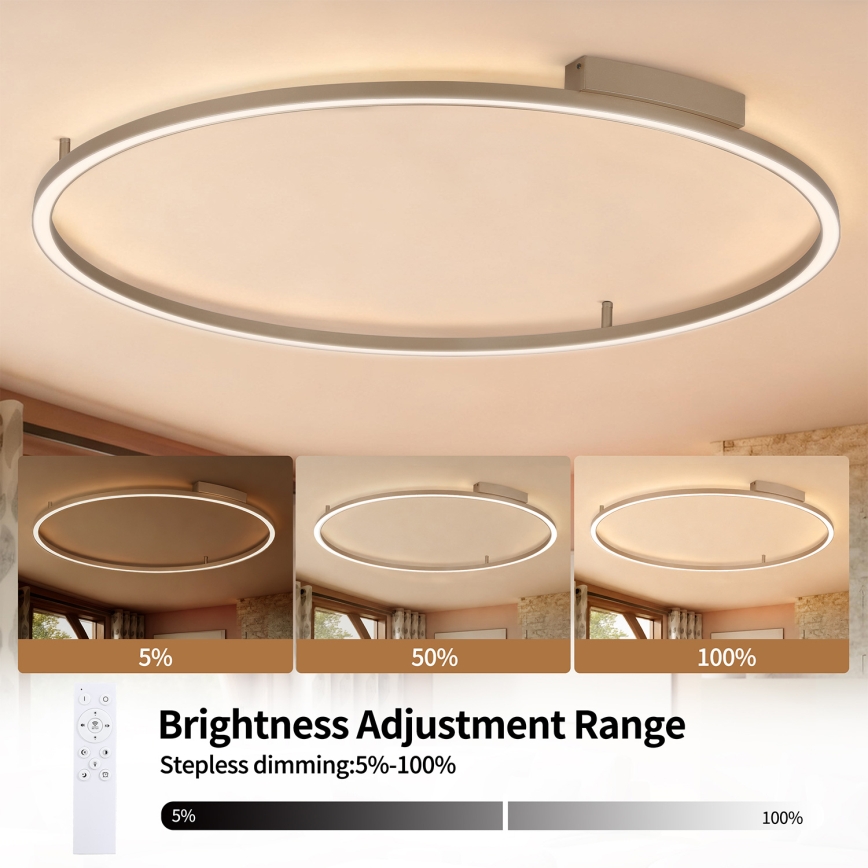 Brilagi - Dimbare LED-plafondlamp PORTOFINO LED/85W/230V 3000-6000K Ø 120 cm beige + afstandsbediening
