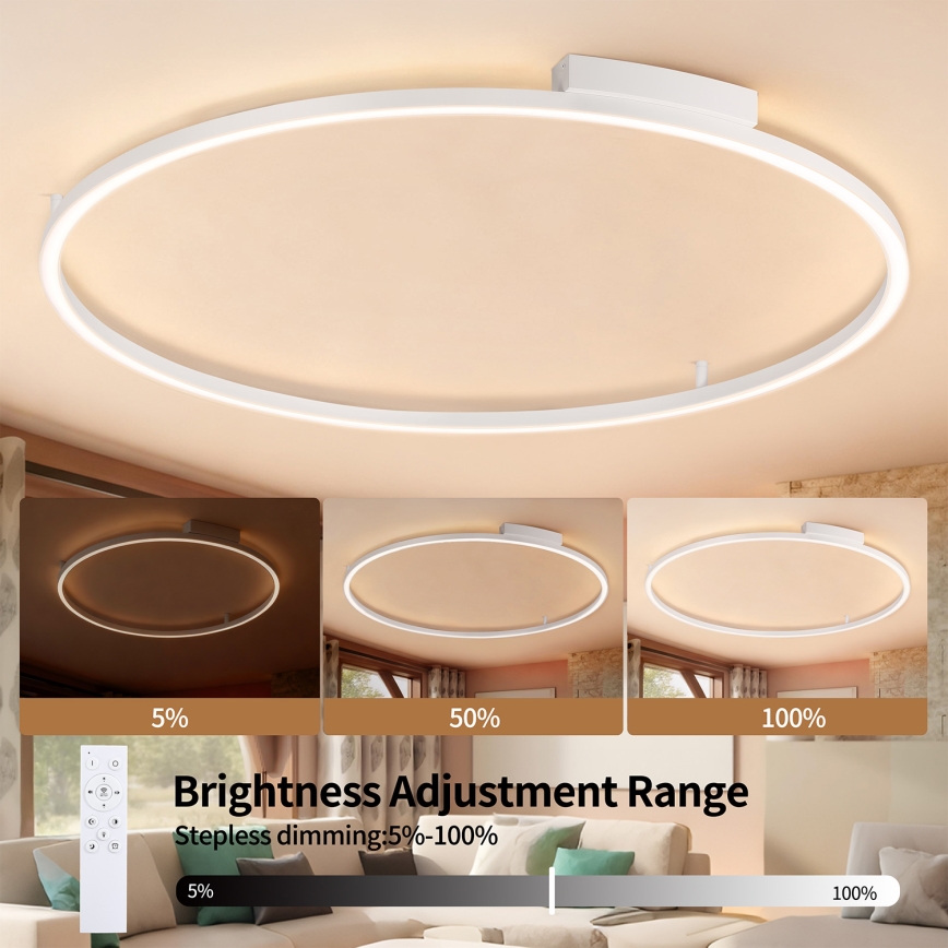 Brilagi - Dimbare LED-plafondlamp PORTOFINO LED/85W/230V 3000–6000K Ø 120 cm wit + afstandsbediening