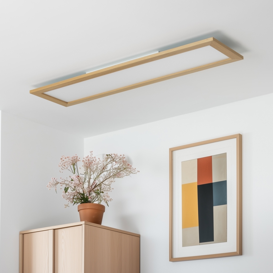 Brilagi - LED-dimbare plafondlamp SLIMFRAME WOOD LED/58W/230V 124x34 cm 3000-6000K bruin + afstandsbediening