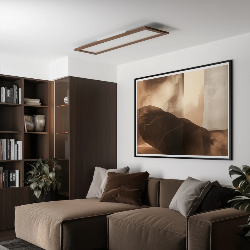 Brilagi - LED dimbare plafondlamp SLIMFRAME WOOD LED/58W/230V 124x34 cm 3000-6000K donkerbruin + afstandsbediening