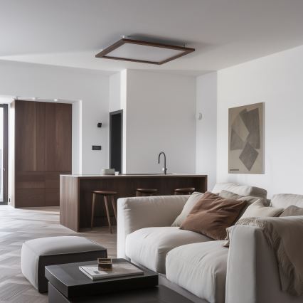 Brilagi - dimbare LED-plafondlamp SLIMFRAME WOOD LED/58W/230V 64x64 cm 3000-6000K donkerbruin + afstandsbediening