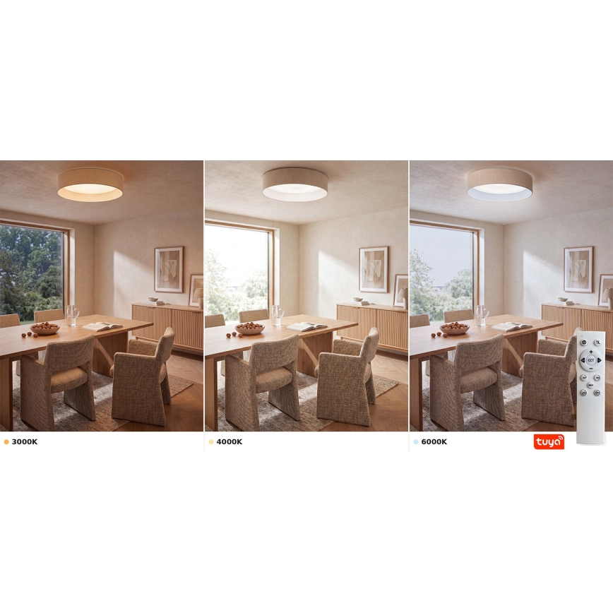 Brilagi - LED dimbare plafondlamp VELVET SMARTIX LED/36W/230V 3000-6000K Ø 55 cm crème Wi-Fi Tuya Beacon + afstandsbediening