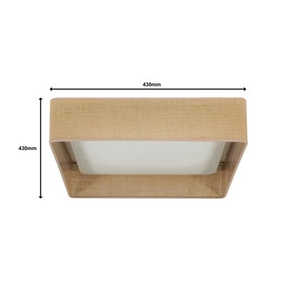 Brilagi - LED-dimbare plafondlamp VELVET SQUARE LED/24W/230V 43x43 cm 3000/4000/6500K + afstandsbediening bruin