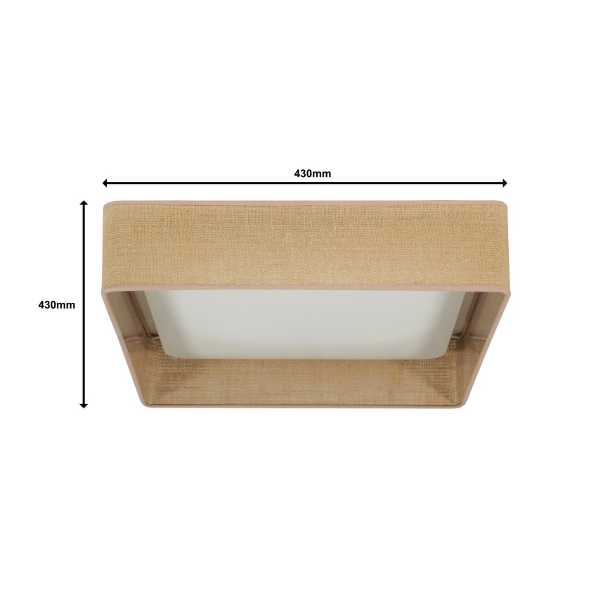 Brilagi - LED-dimbare plafondlamp VELVET SQUARE LED/24W/230V 43x43 cm 3000/4000/6500K + afstandsbediening bruin