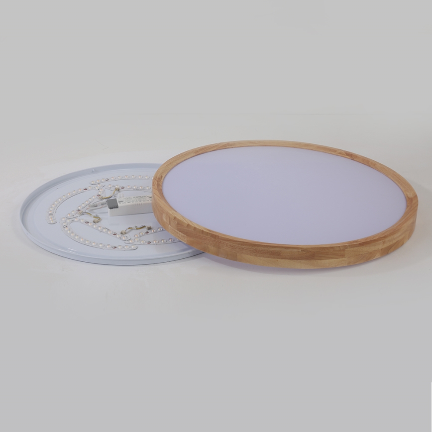 Brilagi - LED dimbare plafondlamp WOODROUND LED/40W/230V 3000-6000K Ø60 cm hout CRI 90 + afstandsbediening