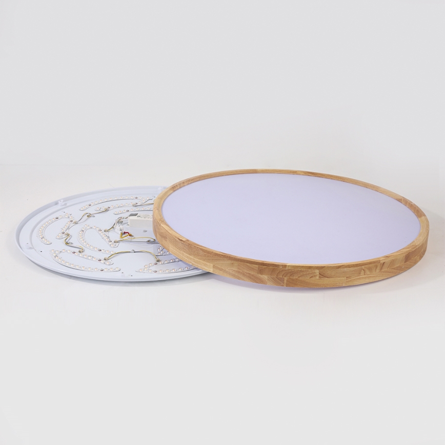 Brilagi - LED dimbare plafondlamp WOODROUND LED/70W/230V 3000-6000K Ø 80 cm hout CRI 90 + afstandsbediening