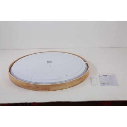Brilagi - LED dimbare plafondlamp WOODROUND LED/70W/230V 3000-6000K Ø 80 cm hout CRI 90 + afstandsbediening