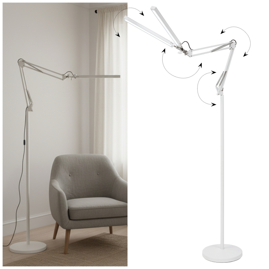Brilagi - LED Dimbare flexibele vloerlamp VARIO LED/14W/230V 3000-6000K 157 cm wit