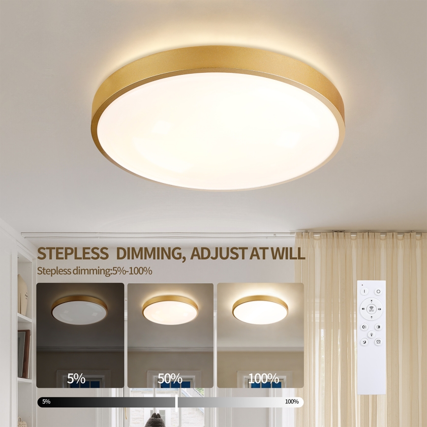 Brilagi - dimbare LED-plafondlamp GLASS POOL DOUBLE LED/48W/230V 3000-6000K 40 cm goudkleurig + afstandsbediening