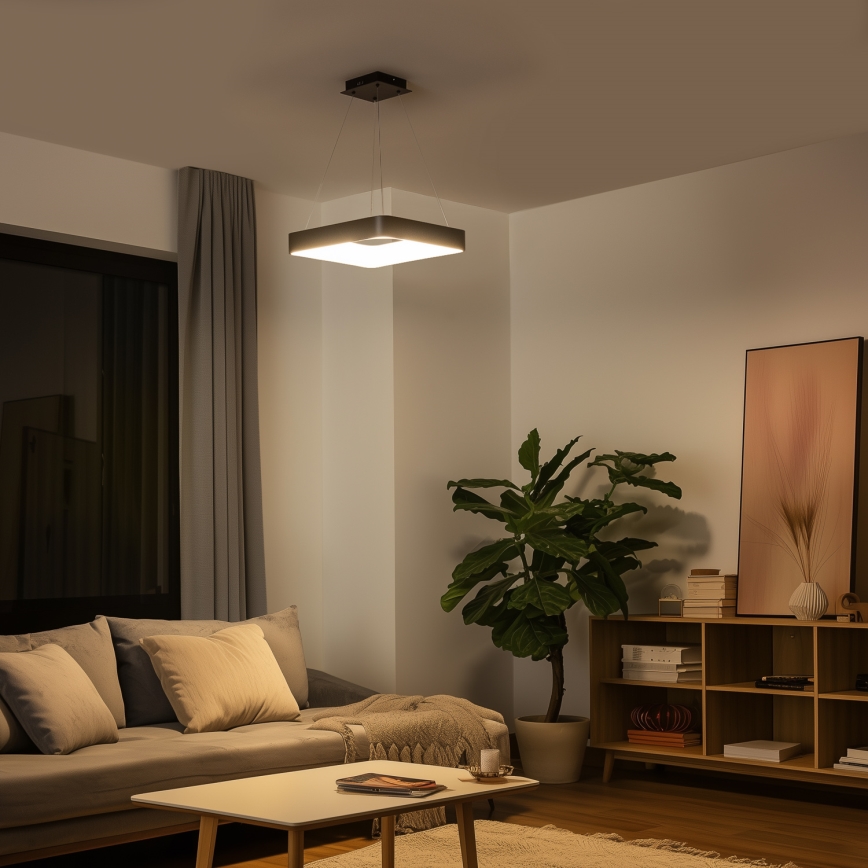 Brilagi - LED dimbare hanglamp met kabel FALCON II LED/80W/230V 3000-6500K 40x40 cm zwart + afstandsbediening