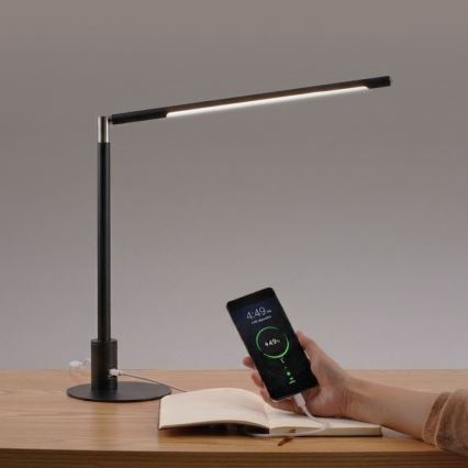 Brilagi - LED-dimbare tafellamp met aanraakbediening en USB-poorten VARIO LED/7W/230V 3000-6500K CRI 96 zwart