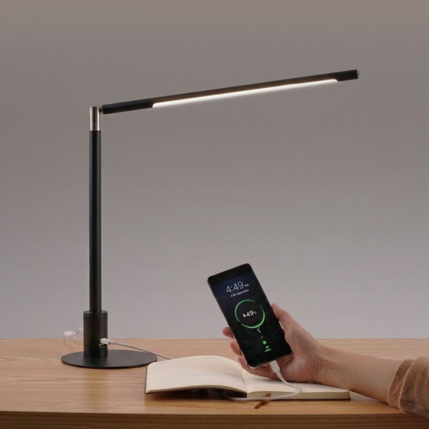 Brilagi - LED-dimbare tafellamp met aanraakbediening en USB-poorten VARIO LED/7W/230V 3000-6500K CRI 96 zwart