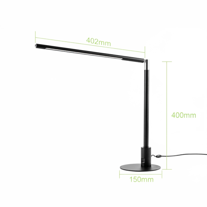 Brilagi - LED-dimbare tafellamp met aanraakbediening en USB-poorten VARIO LED/7W/230V 3000-6500K CRI 96 zwart