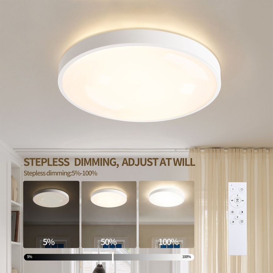 Brilagi - LED-dimbare plafondlamp GLASS POOL DOUBLE LED/48W/230V 3000-6000K 40 cm wit + afstandsbediening