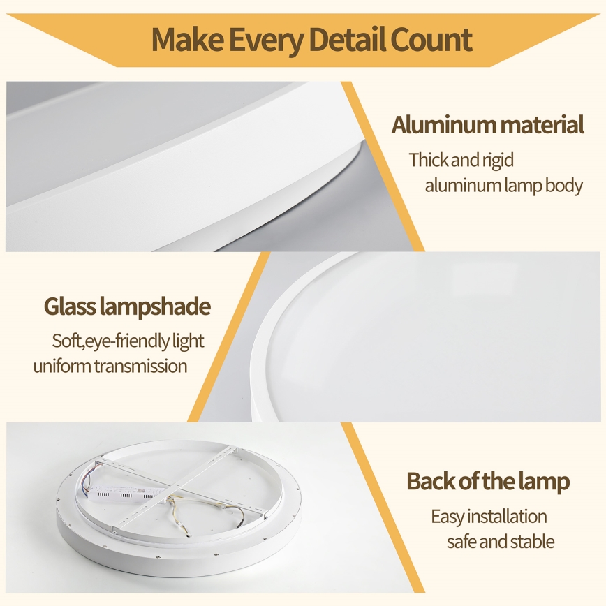 Brilagi - LED dimbare plafondlamp GLASS POOL DOUBLE LED/60W/230V 3000-6000K 50 cm wit + afstandsbediening