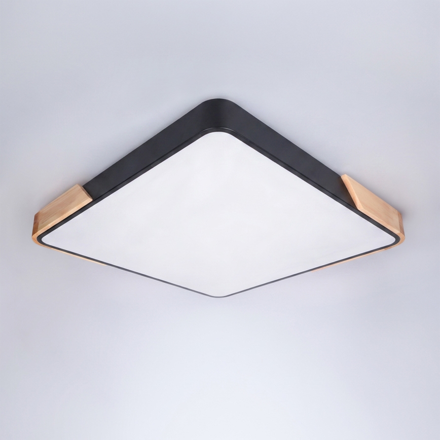 Brilagi - Dimbare LED-plafondlamp PILANA LED/48W/230V 3000-6500K eiken/zwart 56x56 cm + afstandsbediening
