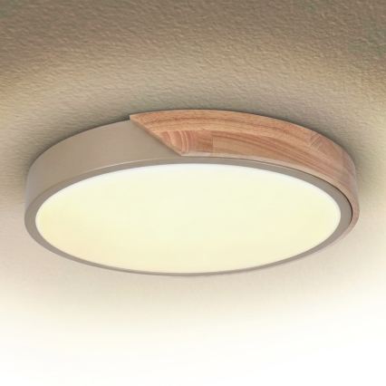 BRILAGI - Dimbare LED-plafondlamp PILANA LED/48W/230V 3000-6500K eiken/beige Ø 40 cm + afstandsbediening