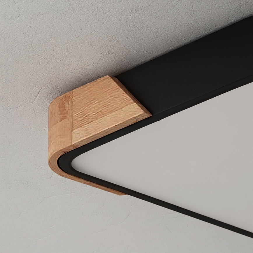 Brilagi - LED dimbare plafondlamp PILANA LED/48W/230V 3000-6500K eiken/zwart 42x42 cm + afstandsbediening