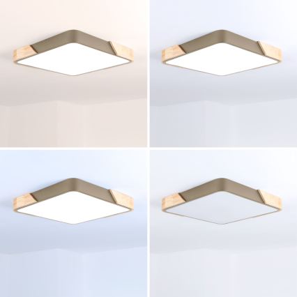 BRILAGI - LED-dimbare plafondlamp PILANA SQUARE LED/48W/230V 3000-6500K eiken/beige 42x42 cm + afstandsbediening