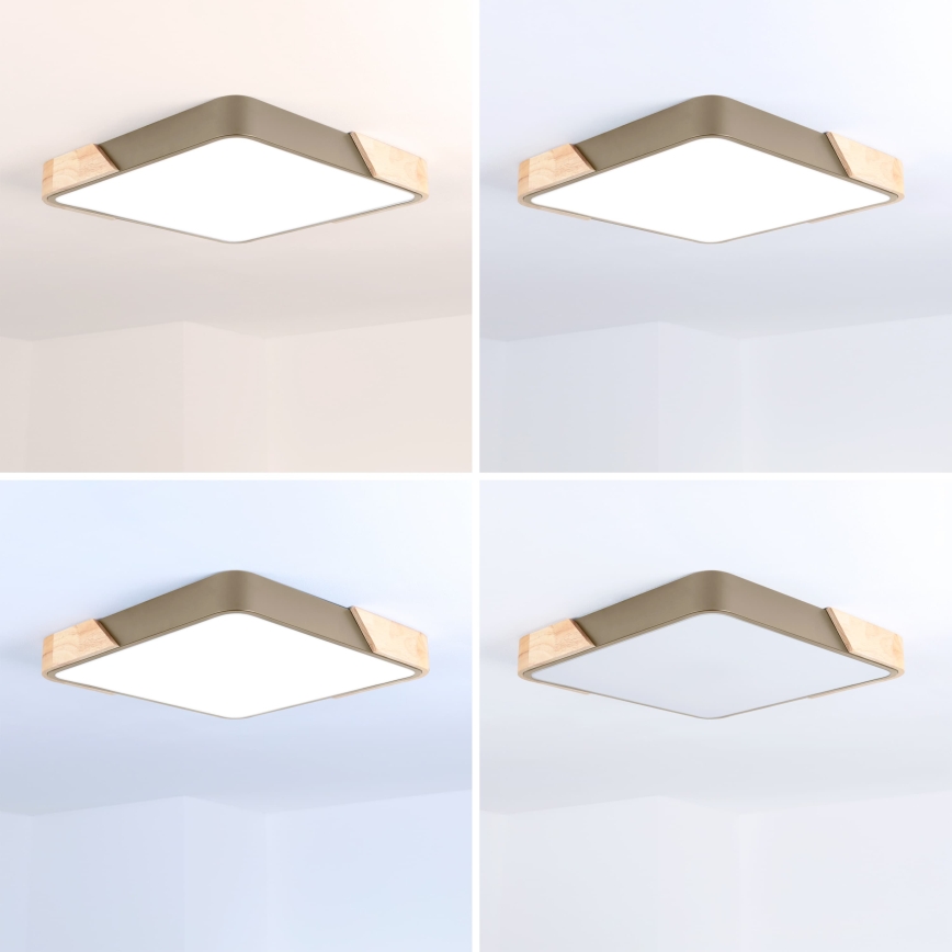 BRILAGI - LED-dimbare plafondlamp PILANA SQUARE LED/48W/230V 3000-6500K eiken/beige 42x42 cm + afstandsbediening