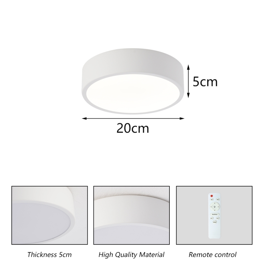 Brilagi - LED-dimbare plafondlamp POOL LED/18W/230V 3000-6000K 20 cm wit + afstandsbediening