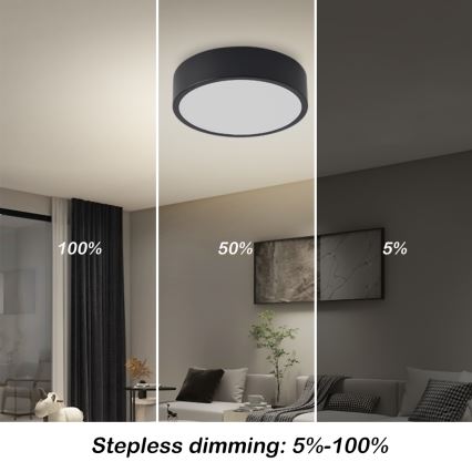 Brilagi - LED dimbare plafondlamp POOL LED/18W/230V 3000-6000K 20 cm zwart + afstandsbediening