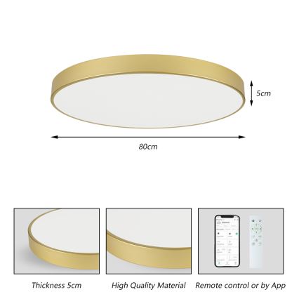 Brilagi - Dimbare LED-plafondlamp POOL SMART LED/100W/230V 3000–6000K 80 cm goud Wi-Fi Tuya + afstandsbediening