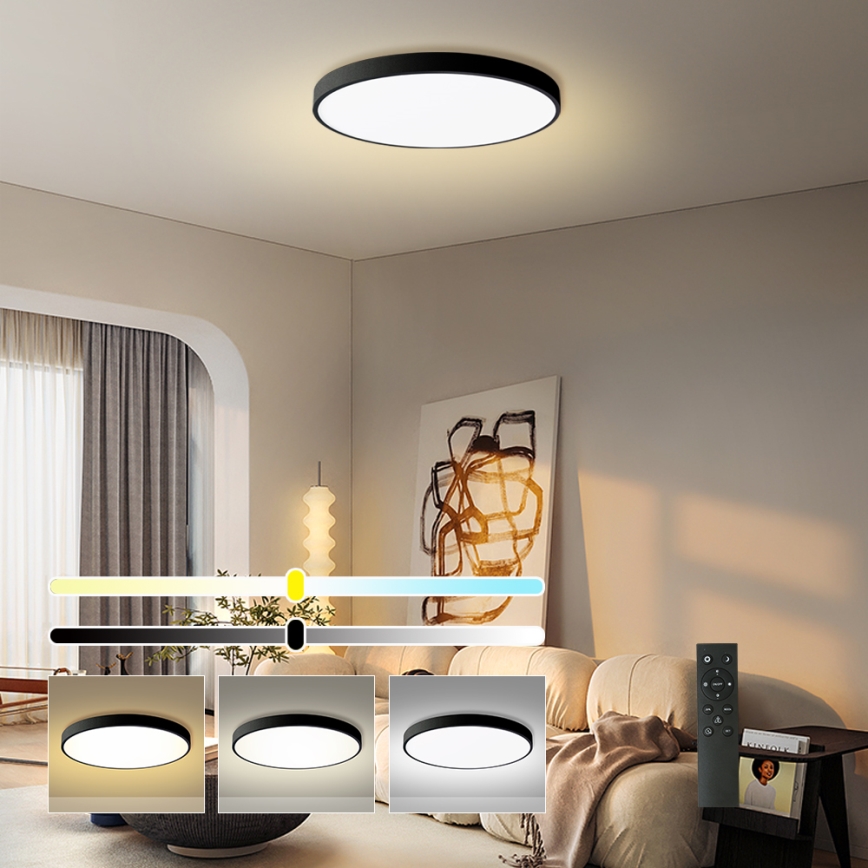 Brilagi - LED-dimbare plafondlamp POOL SMART LED/180W/230V 3000-6000K Ø 120 cm Wi-Fi Tuya zwart + afstandsbediening