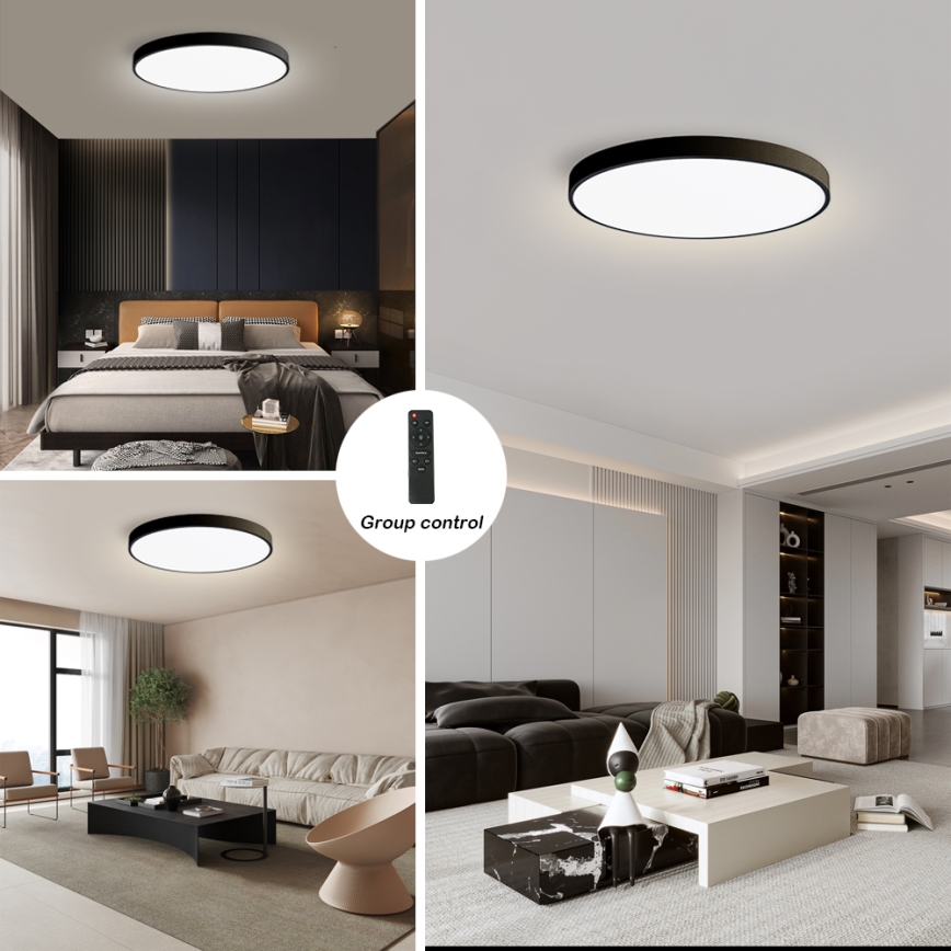 Brilagi - LED-dimbare plafondlamp POOL SMART LED/180W/230V 3000-6000K Ø 120 cm Wi-Fi Tuya zwart + afstandsbediening