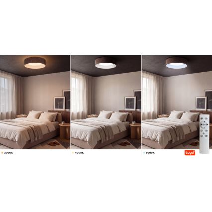 Brilagi - LED-dimbare plafondlamp VELVET SMARTIX STARS, LED 24 W, 230 V, 3000–6000 K, Ø 45 cm, bruin, Wi‑Fi (Tuya) Beacon + afstandsbediening