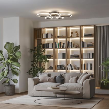 Brilagi - Dimbare LED bevestigde hanglamp ORBITS LED/85W/230V 3000-6500K zwart + afstandsbediening