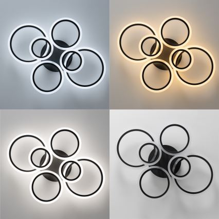 Brilagi - Dimbare LED bevestigde hanglamp ORBITS LED/85W/230V 3000-6500K zwart + afstandsbediening
