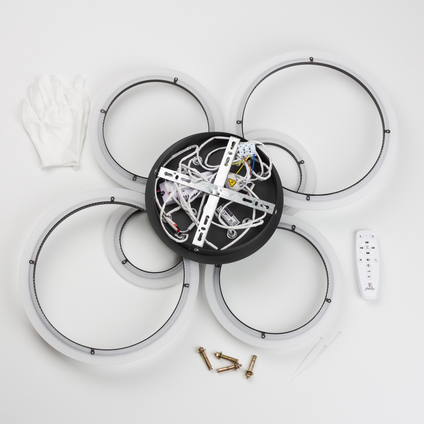 Brilagi - Dimbare LED bevestigde hanglamp ORBITS LED/85W/230V 3000-6500K zwart + afstandsbediening