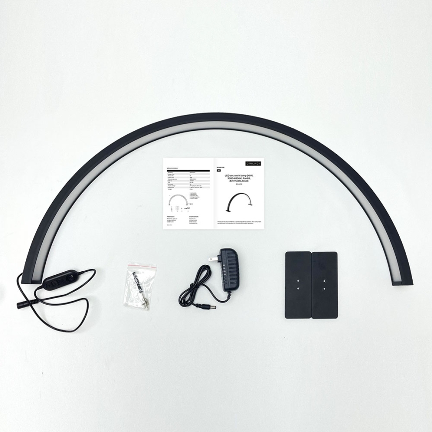 Brilagi - Dimbare LED-boogvormige tafellamp RADIO LED/30W/24/230V 3000/4000/6500K zwart