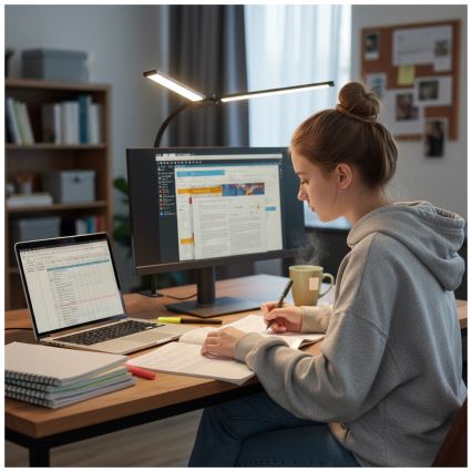 Brilagi - Dimbare LED-bureaulamp met USB VARIO LED/14W/5V 3000-6000K zwart