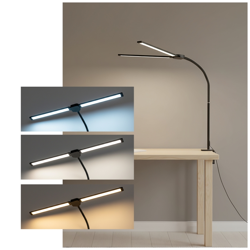 Brilagi - Dimbare LED-bureaulamp met USB VARIO LED/14W/5V 3000-6000K zwart