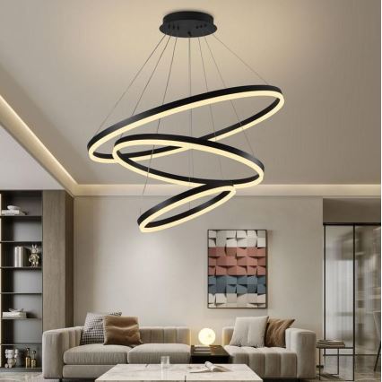 Brilagi - Dimbare LED hanglamp aan een koord CIRCLE LED/125W/230V 3000-6500K zwart + afstandsbediening