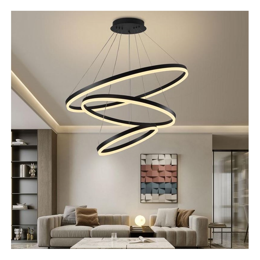 Brilagi - Dimbare LED hanglamp aan een koord CIRCLE LED/125W/230V 3000-6500K zwart + afstandsbediening