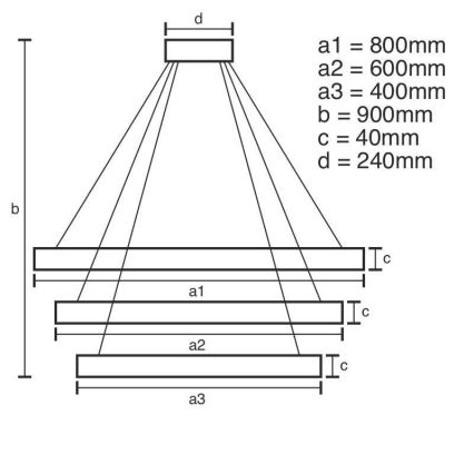 Brilagi - Dimbare LED hanglamp aan een koord CIRCLE LED/125W/230V 3000-6500K zwart + afstandsbediening