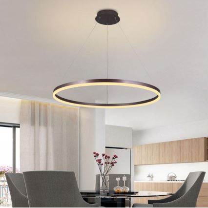 Brilagi - Dimbare LED hanglamp aan een koord CIRCLE LED/55W/230V 3000-6500K bruin + afstandsbediening