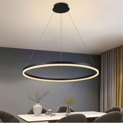 Brilagi - Dimbare LED hanglamp aan een koord CIRCLE LED/55W/230V 3000-6500K zwart + afstandsbediening