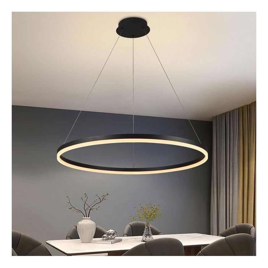 Brilagi - Dimbare LED hanglamp aan een koord CIRCLE LED/55W/230V 3000-6500K zwart + afstandsbediening