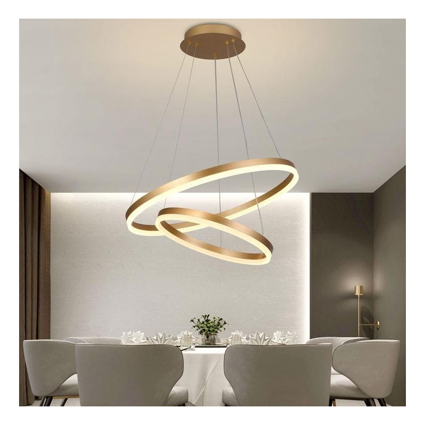 Brilagi - Dimbare LED hanglamp aan een koord CIRCLE LED/70W/230V 3000-6500K goud + afstandsbediening
